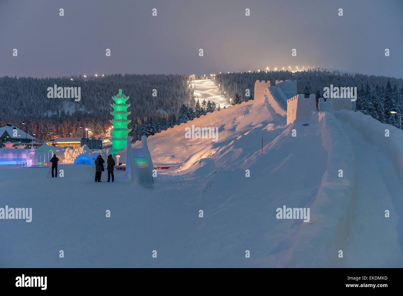 Der Skulpturenpark ICIUM Wunderwelt aus Eis, Levi, Finnland Stockfoto