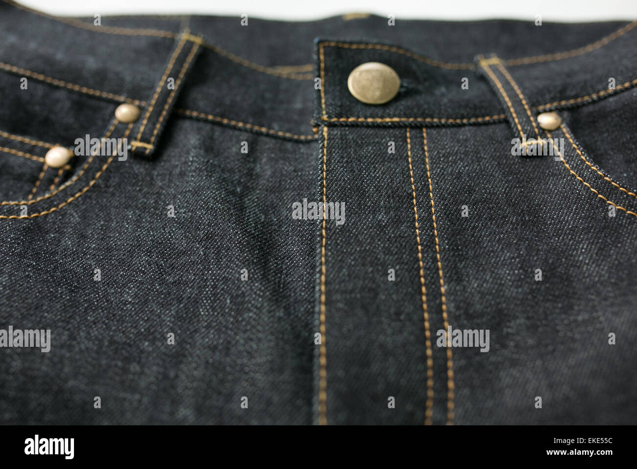 Selvedge Denim Jeans Nahaufnahmen aus verschiedenen Blickwinkeln Stockfoto