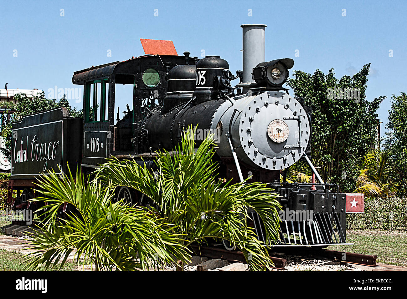 Eine restaurierte alte amerikanische Dampfmaschine auf Anzeige im Museum arbeiten im zentralen Jose Smith Comas in Kuba Stockfoto