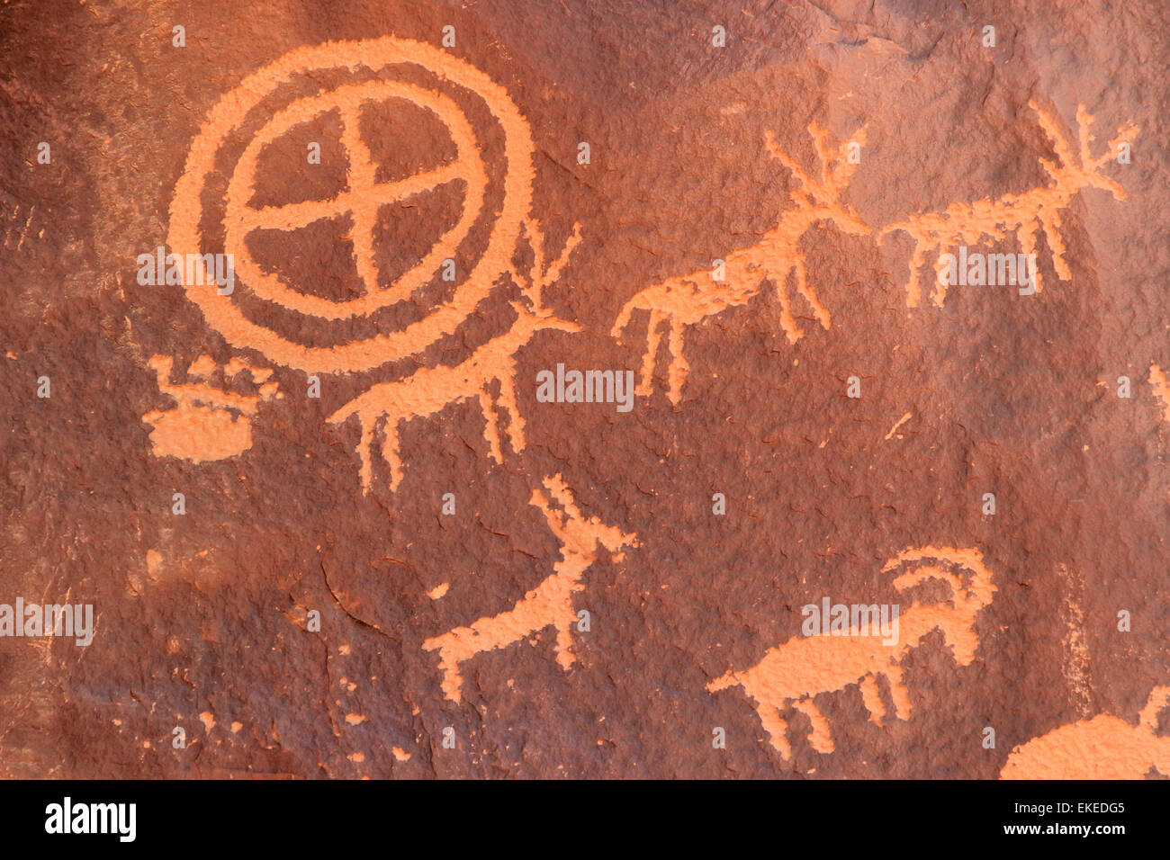 Indianische Felszeichnungen, Zeitung Rock State Historic Monument, Utah Stockfoto