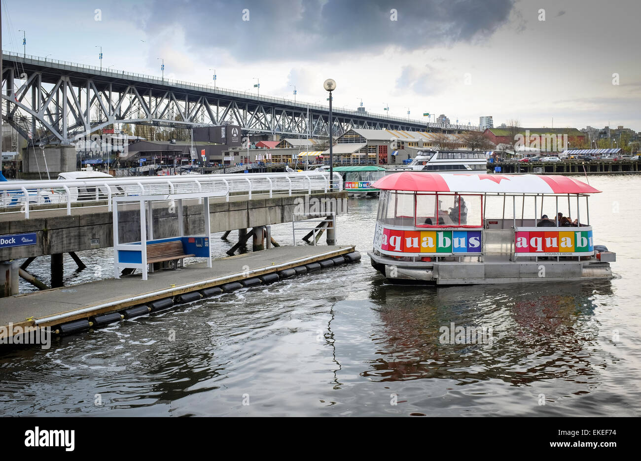 Aquabus Fähre, False Creek, Vancouver, Kanada Stockfoto