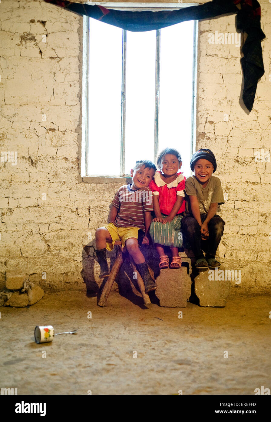 Maya indigene Kinder, Guatemala. Stockfoto