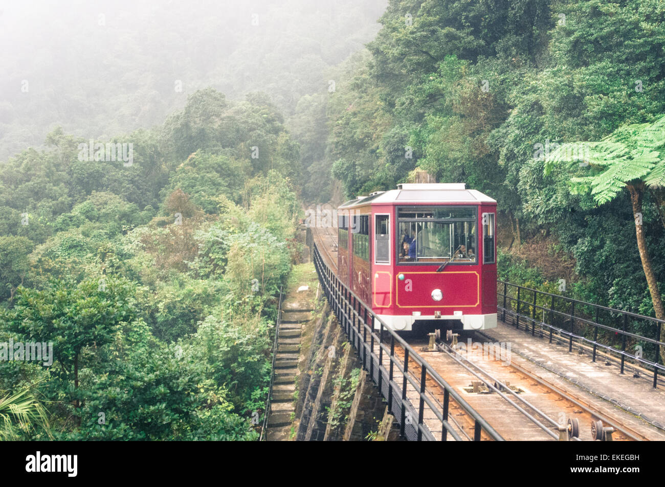 Peak Tram in Hong Kong, eines der beliebtesten Reiseziele. Stockfoto