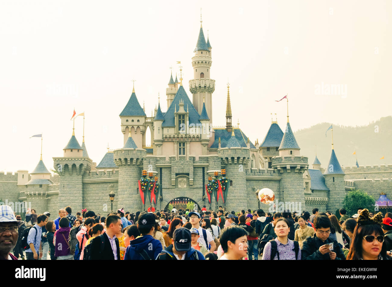Hong Kong Disneyland Schloss, berühmte Sehenswürdigkeiten in Hong Kong. Stockfoto