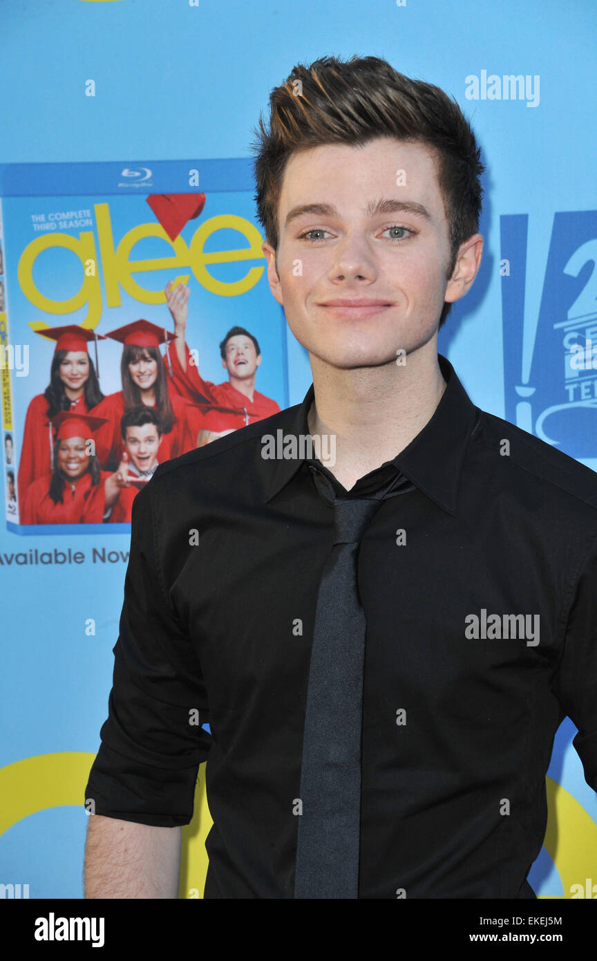 LOS ANGELES, CA - 12. September 2012: Chris Colfer bei der Saison-premiere vier von "Glee" in den Paramount Studios in Hollywood. Stockfoto