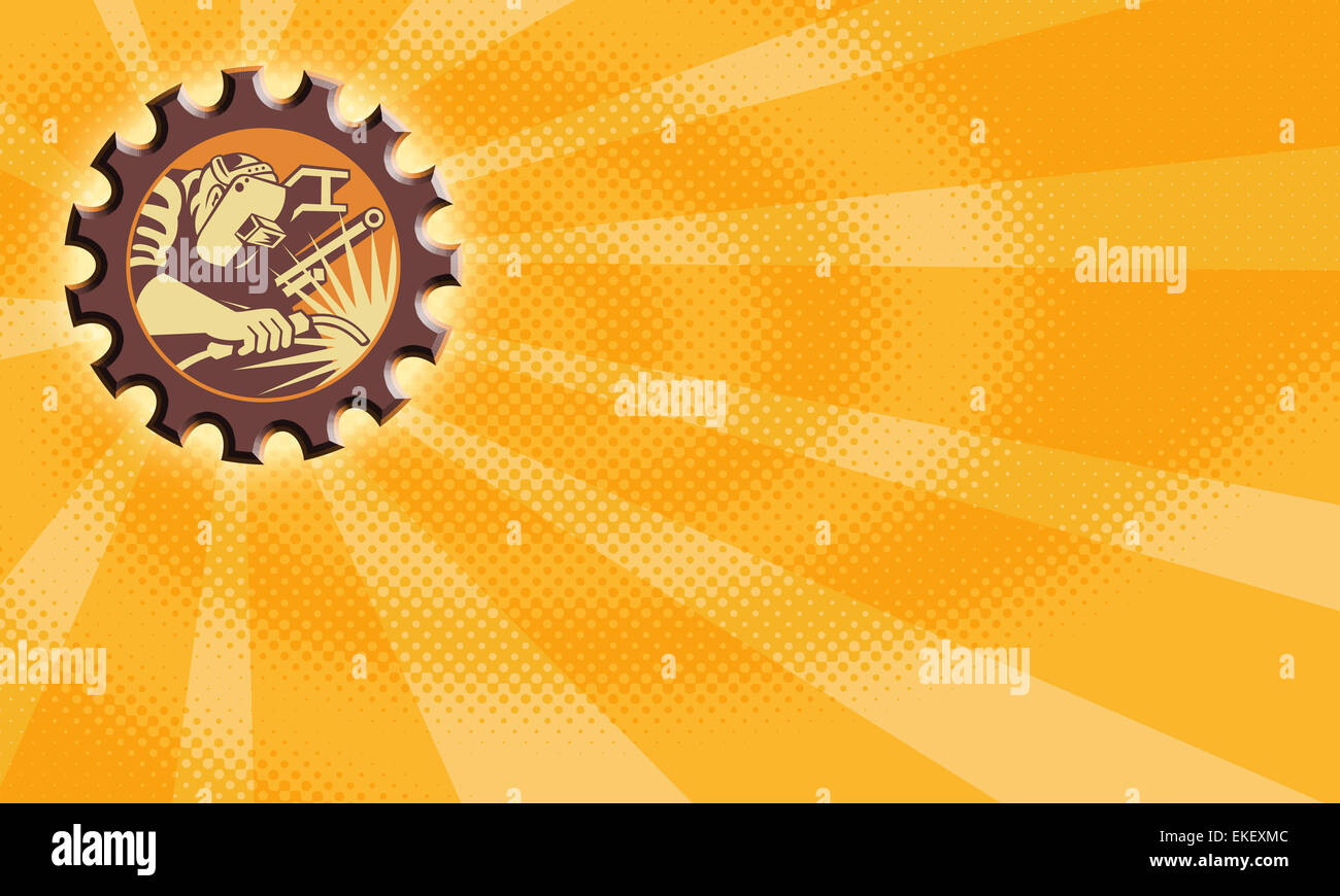 Schweißer Arbeiter Schweißen Fackel Retro Stockfoto