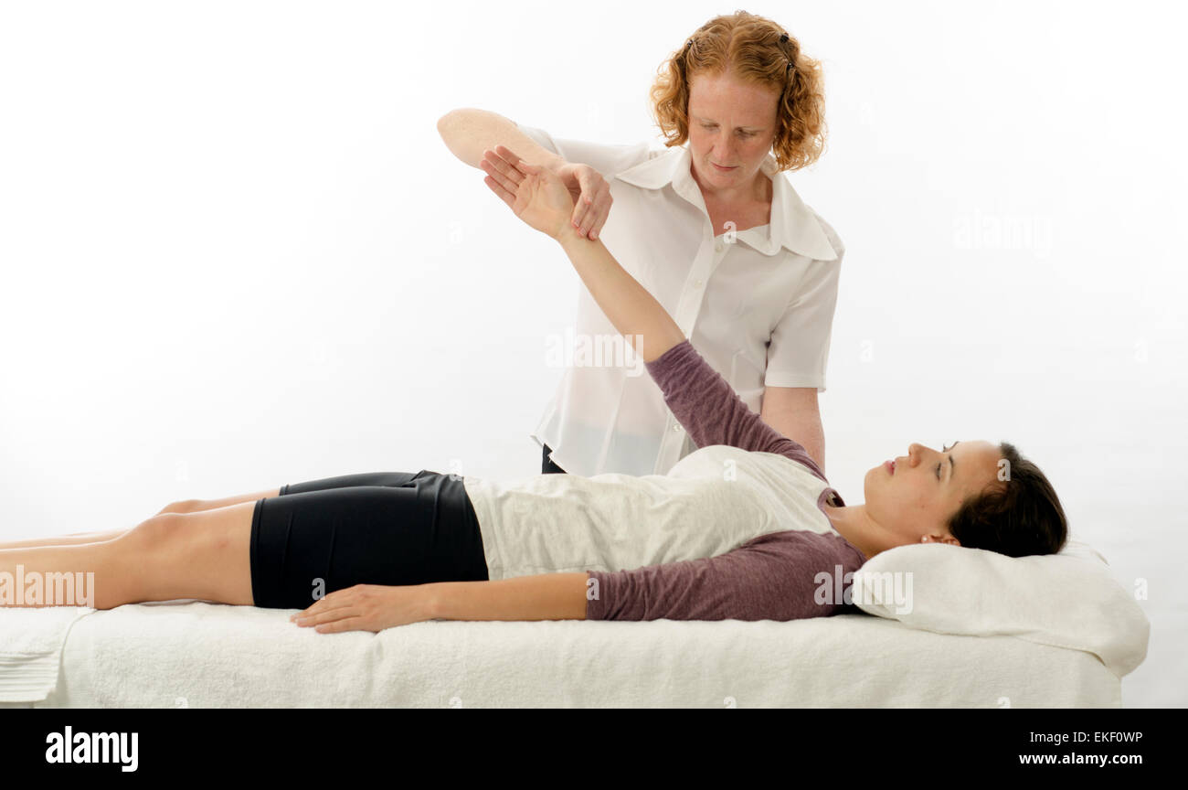 Behandlung von Serratus anterior Kinesiologin Stockfoto