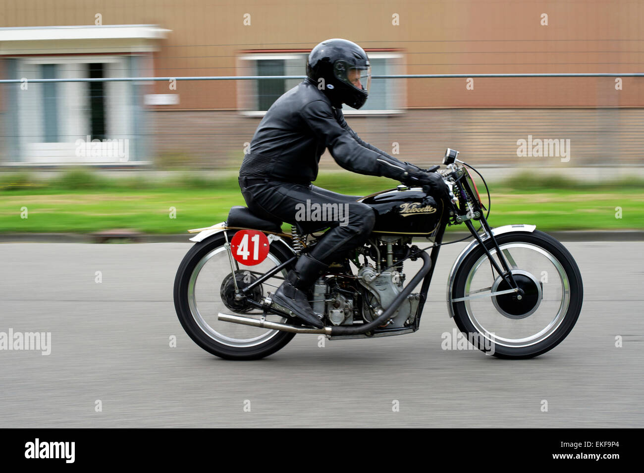 Joop van Brecht (82) ein klassisches Motorrad racing Stockfoto