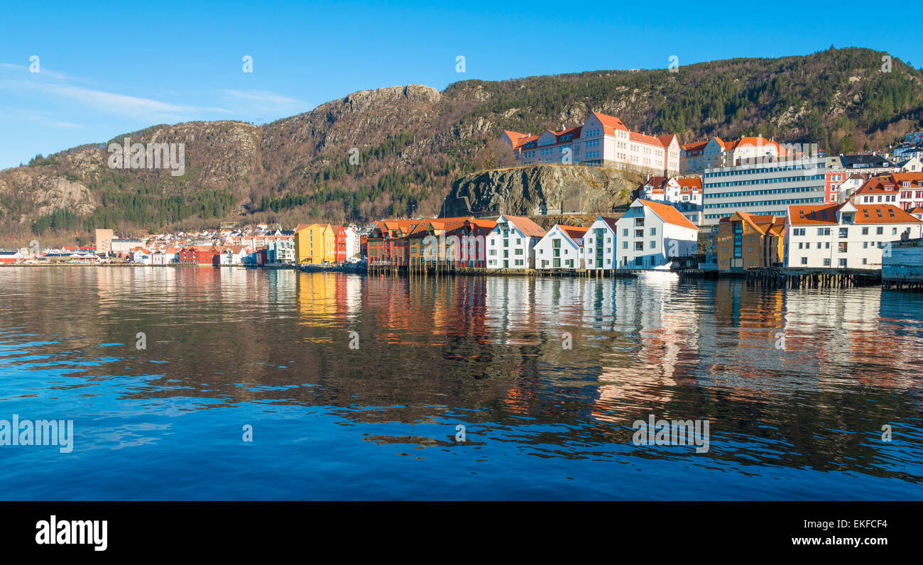 Die bunten historischen Gebäude von Bryggen in Bergen, Norwegen Stockfoto