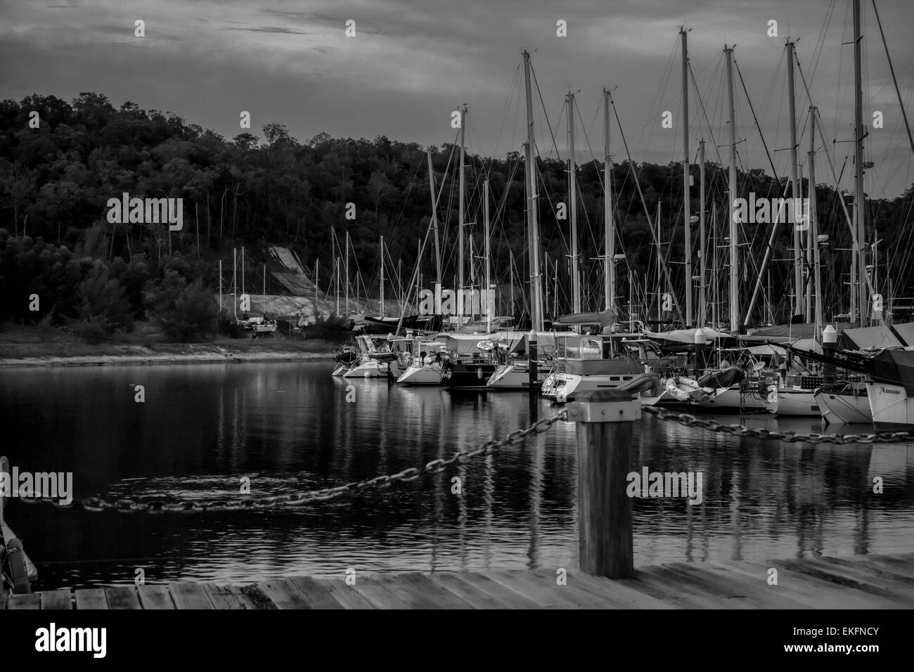 Insel-Marina-Boote angedockt. Stockfoto