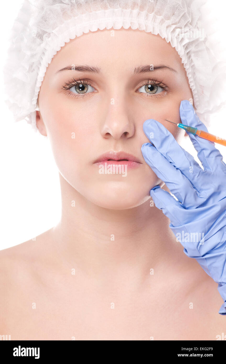 Kosmetische Botox-Spritze im Gesicht Stockfotografie - Alamy