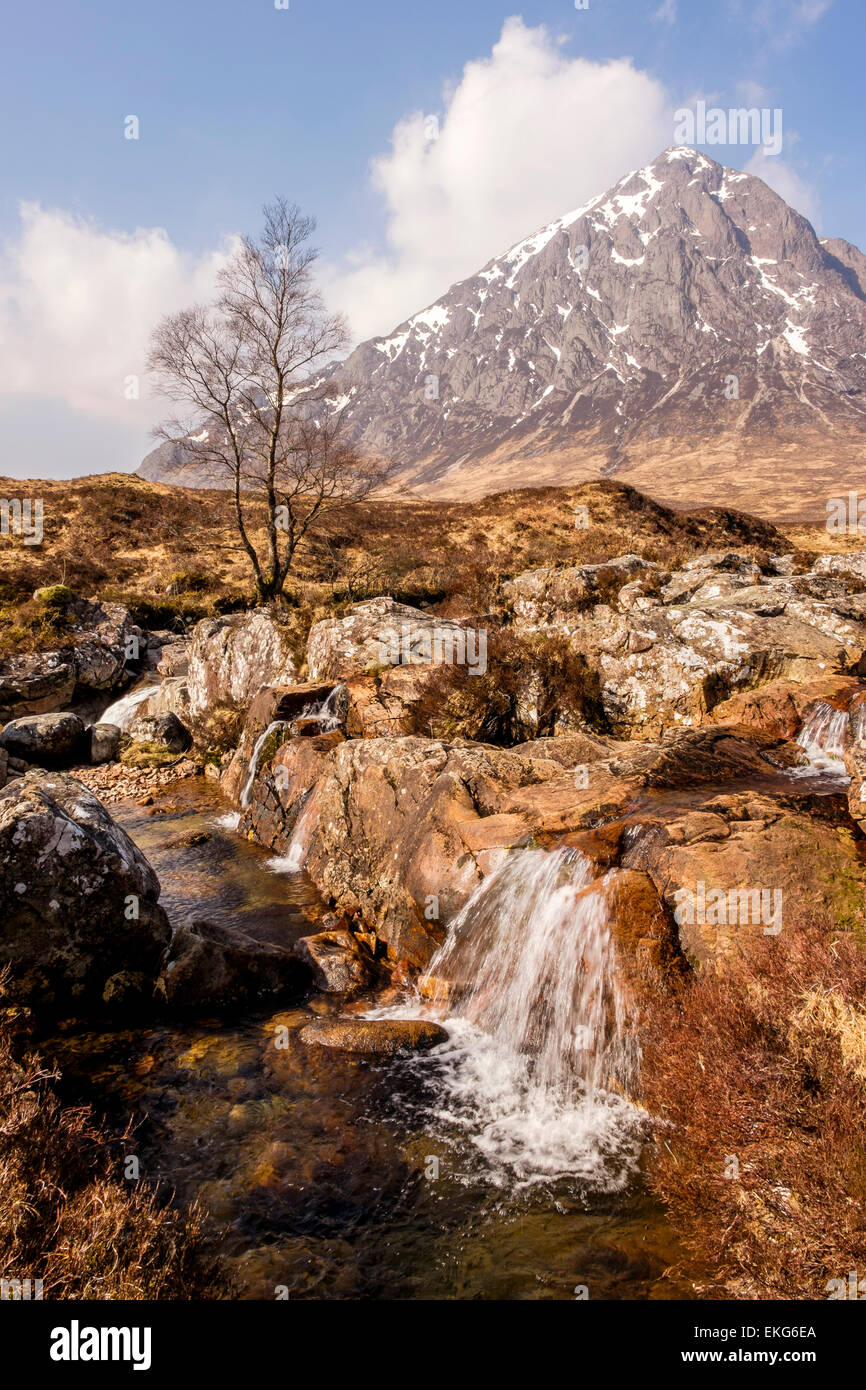 Buachaille Etive Mor, Fluß Etive, Glencoe, Scotland, UK Stockfoto