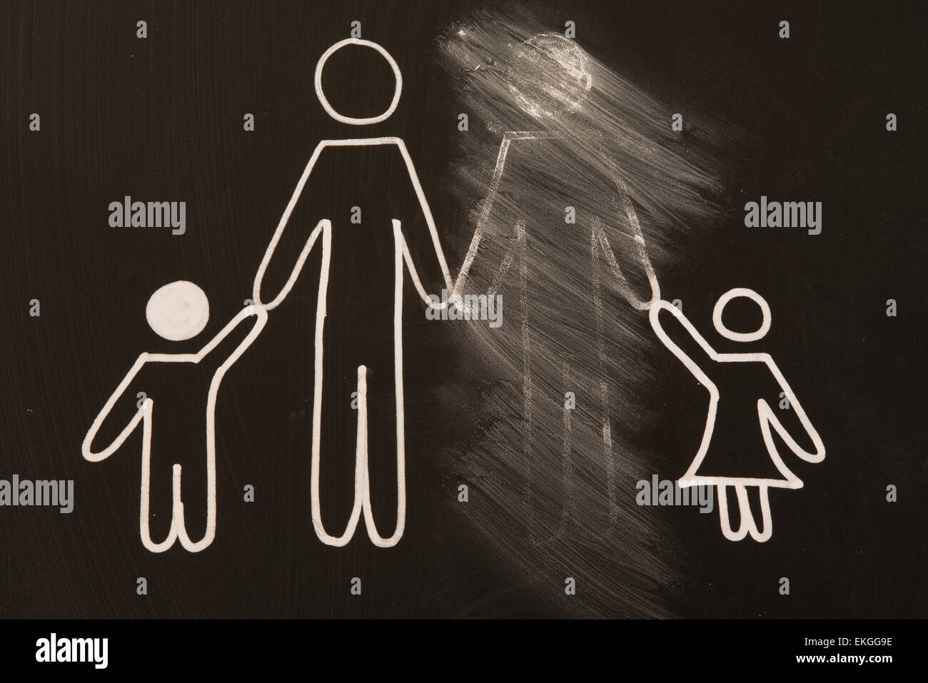 kaputte Familie auf einer Tafel Stockfotografie Alamy