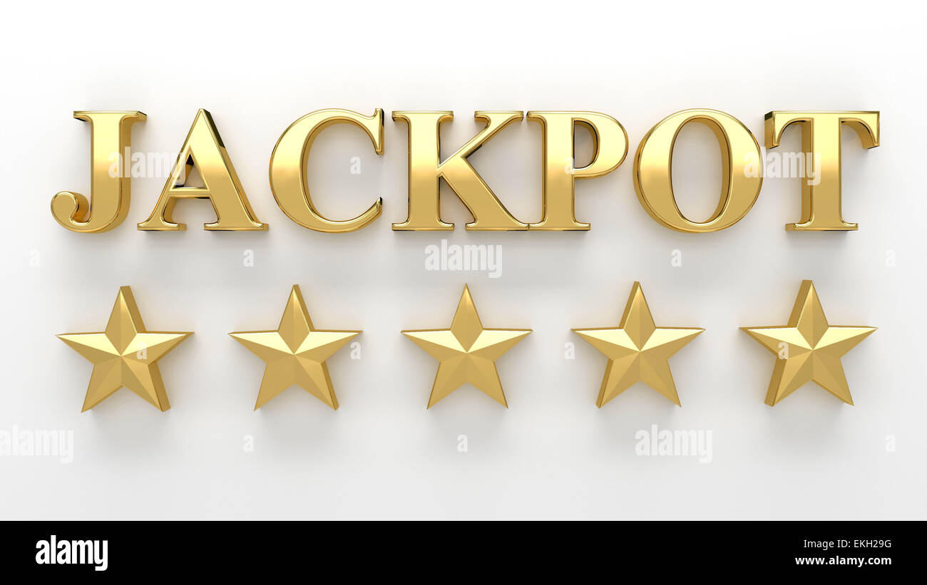 Jackpot mit Gold Sterne auf weißem Hintergrund - hochwertige 3D Render Stockfoto