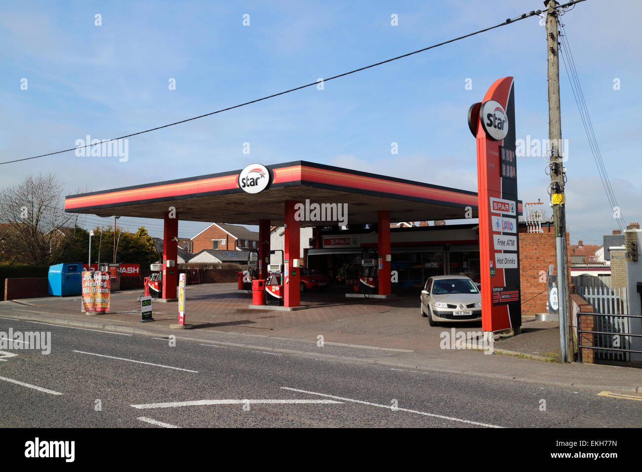 Nordirland unabhängige Nicholl Öle Sterne Marke Tankstelle Stockfoto