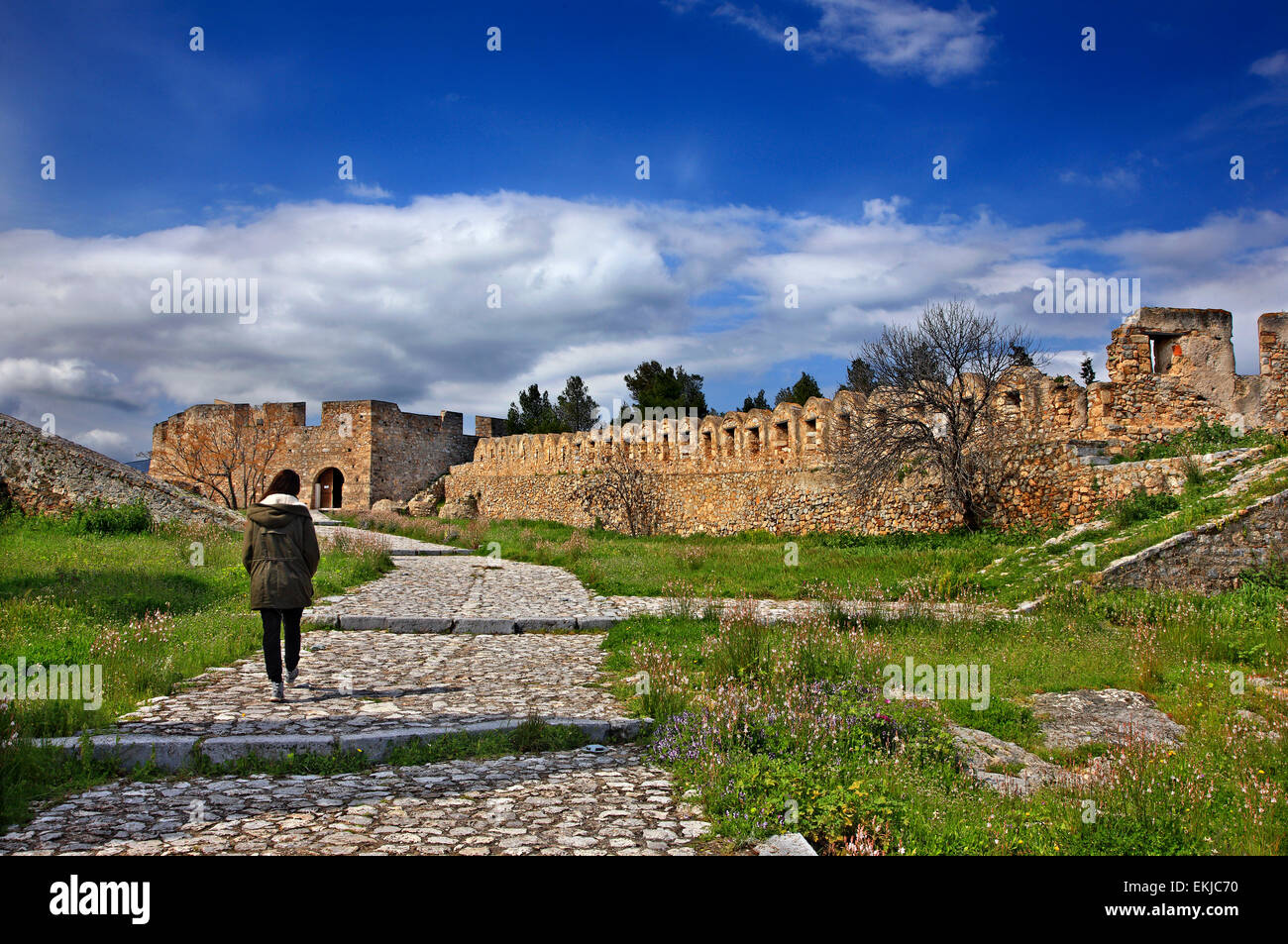 Die Festung Karababa, seitlich böotischen Stadt Chalkis, Euböa, Griechenland. Stockfoto