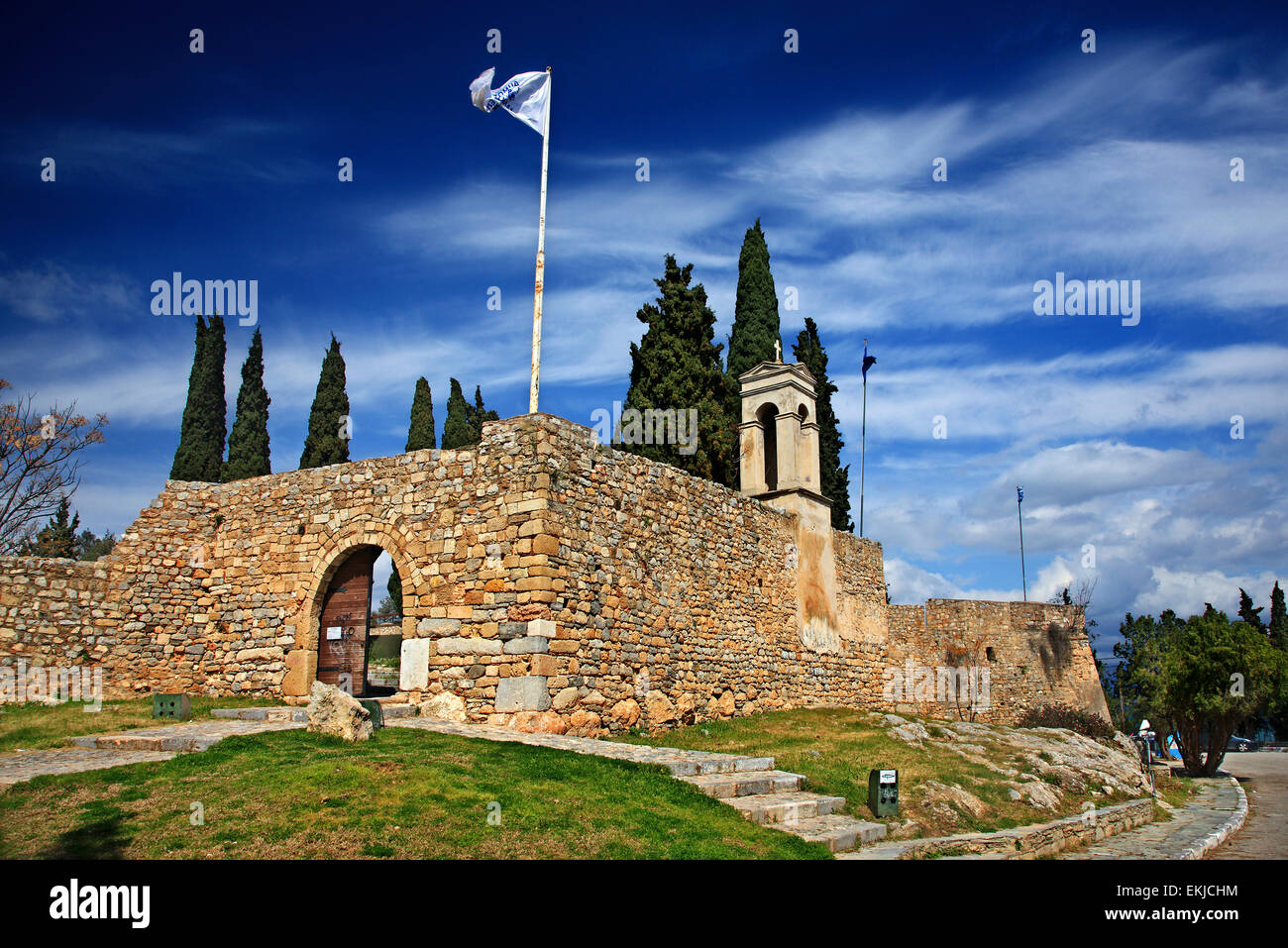 Die Festung Karababa, seitlich böotischen Stadt Chalkis, Euböa, Griechenland. Stockfoto