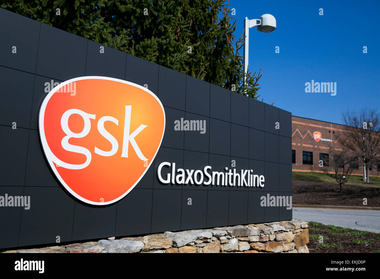 Eine Anlage, die von der pharmazeutischen Firma GlaxoSmithKline betrieben. Stockfoto