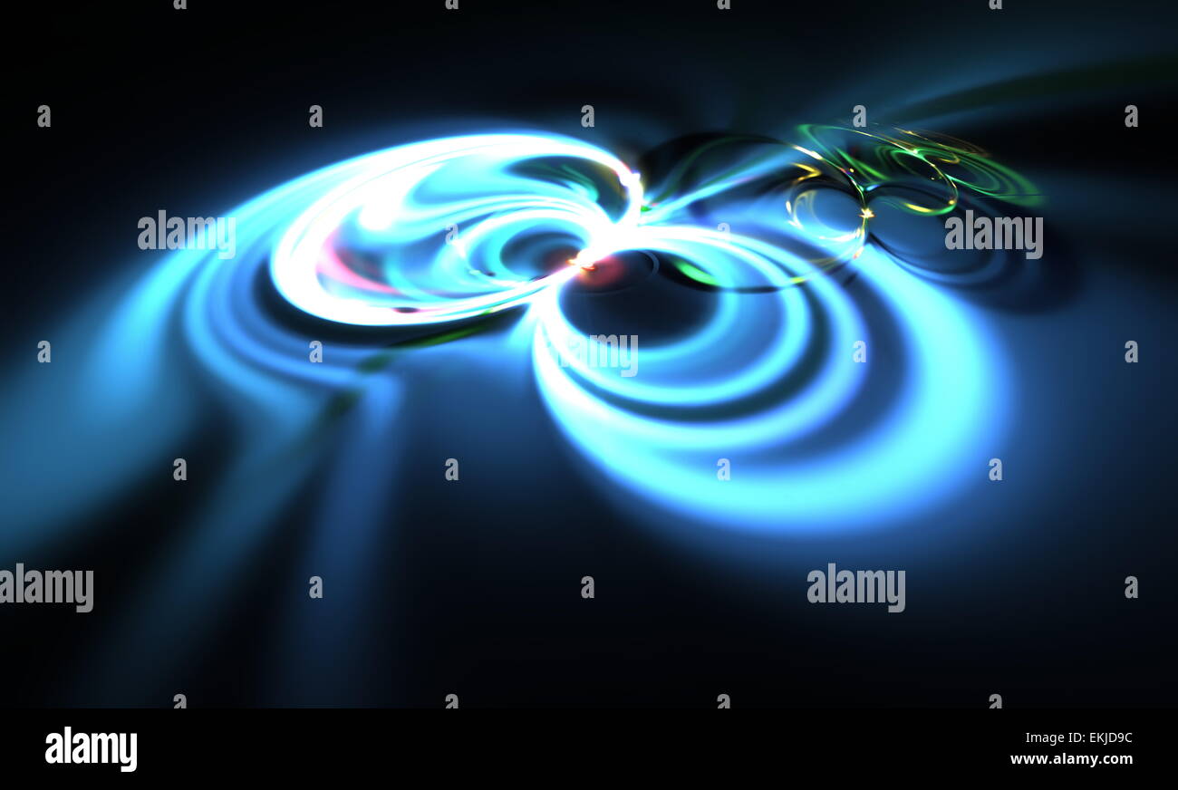 3D abstrakte Figur aus Plasma, Spiralen und blaue Wellen. Fraktale Kunst Grafik Stockfoto