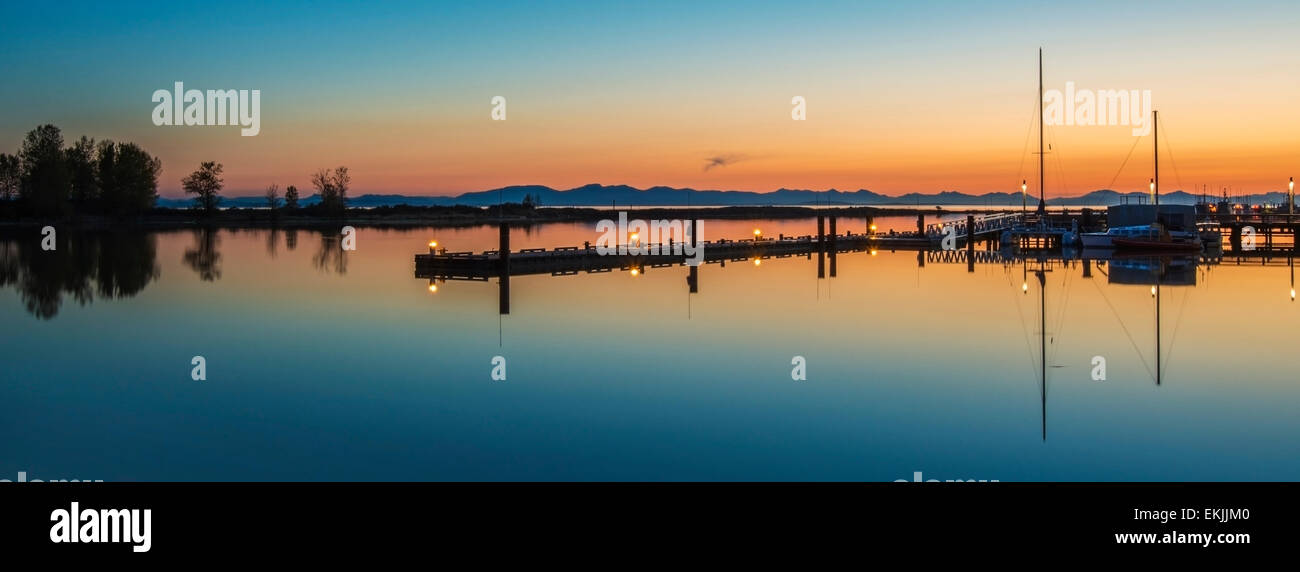 Sonnenuntergang in Steveston Village, British Columbia, Kanada Stockfoto