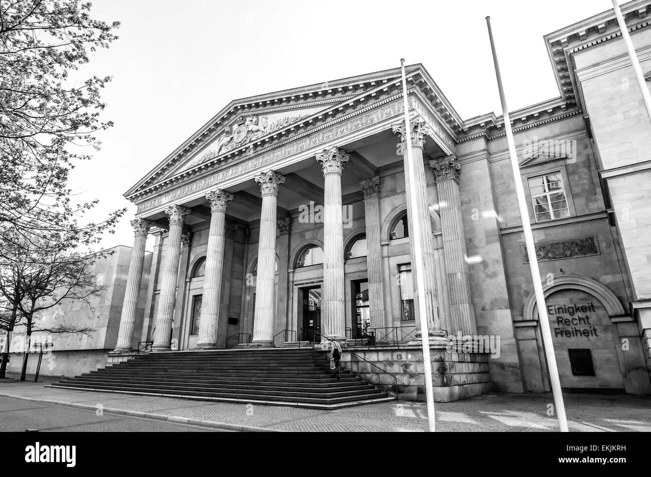 Das schöne neoklassizistische Parlamentsgebäude in Hannover, Deutschland. Ein relativ neues Gebäude eröffnet 1962 um alte zu ersetzen. Stockfoto