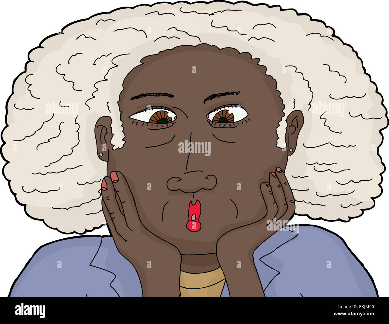 Karikatur von erstaunt Reife schwarze weibliche hautnah Stockfoto