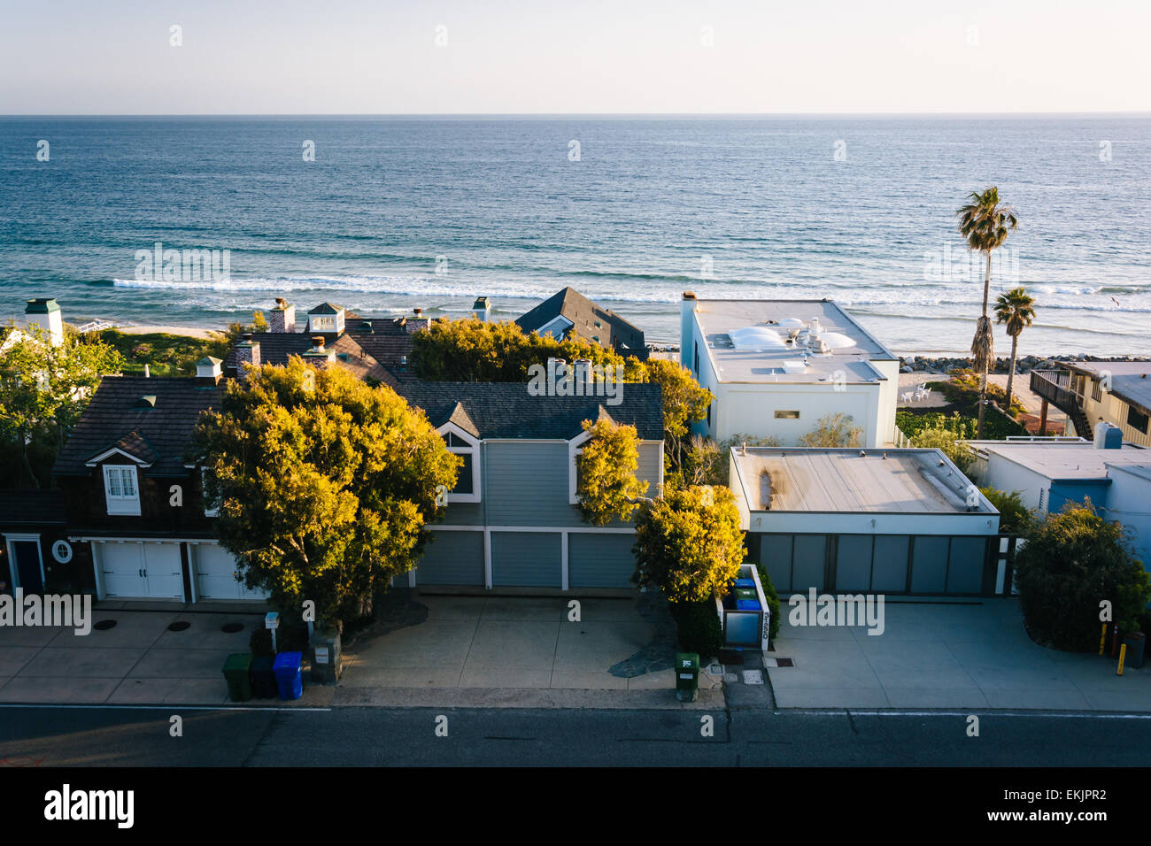 Blick auf Strand Häuser in Malibu, Kalifornien. Stockfoto