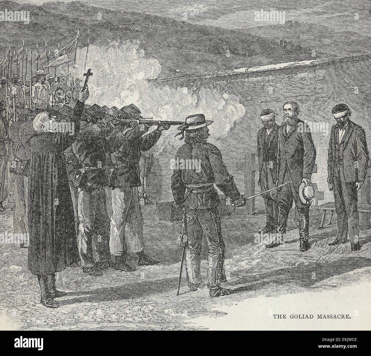 Das Massaker von Goliad während der Texas-Krieg von Unabhängigkeit.  Das Massaker von Goliad, inmitten der Stadt Goliad am 27. März 1836, war eine Ausführung der Republik Texas Soldat-Gefangenen und ihren Kommandanten, James Fannin, von der mexikanischen Armee. Stockfoto