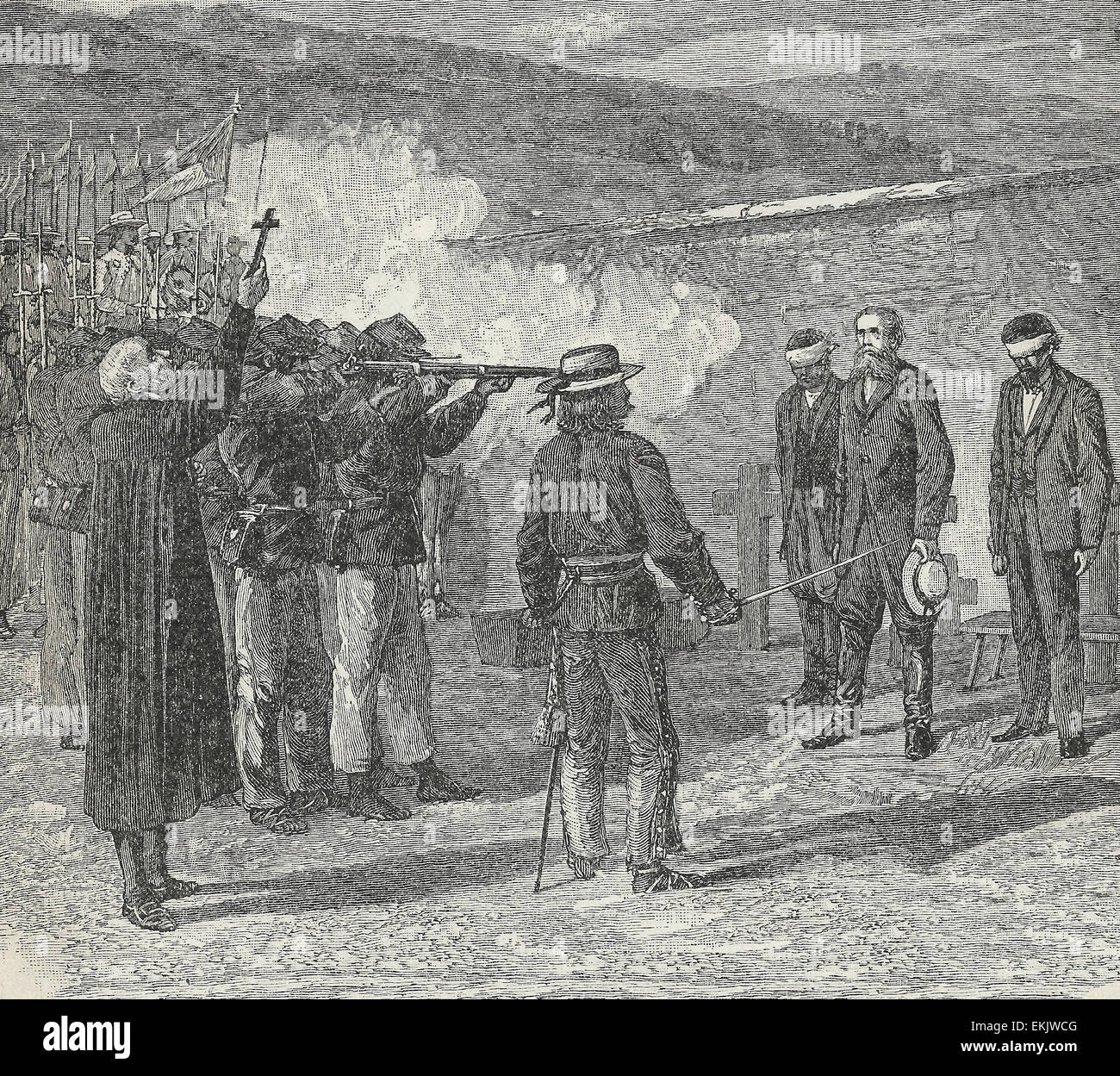 Das Massaker von Goliad während der Texas-Krieg von Unabhängigkeit.  Das Massaker von Goliad, inmitten der Stadt Goliad am 27. März 1836, war eine Ausführung der Republik Texas Soldat-Gefangenen und ihren Kommandanten, James Fannin, von der mexikanischen Armee. Stockfoto