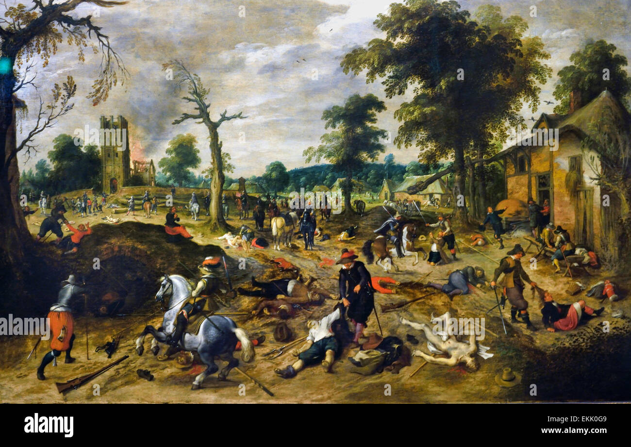 Die Plünderung des Dorfes Wommelgem 1615 Sebastian Vrancx 1573-1647 flämischen Belgien belgischen Stockfoto
