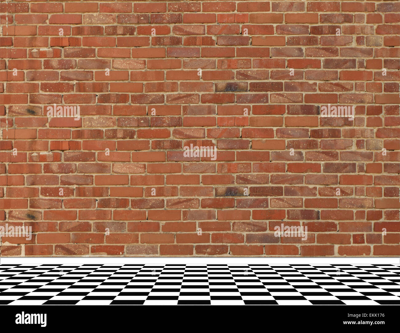 Leere Wand und Steinboden. Stockfoto