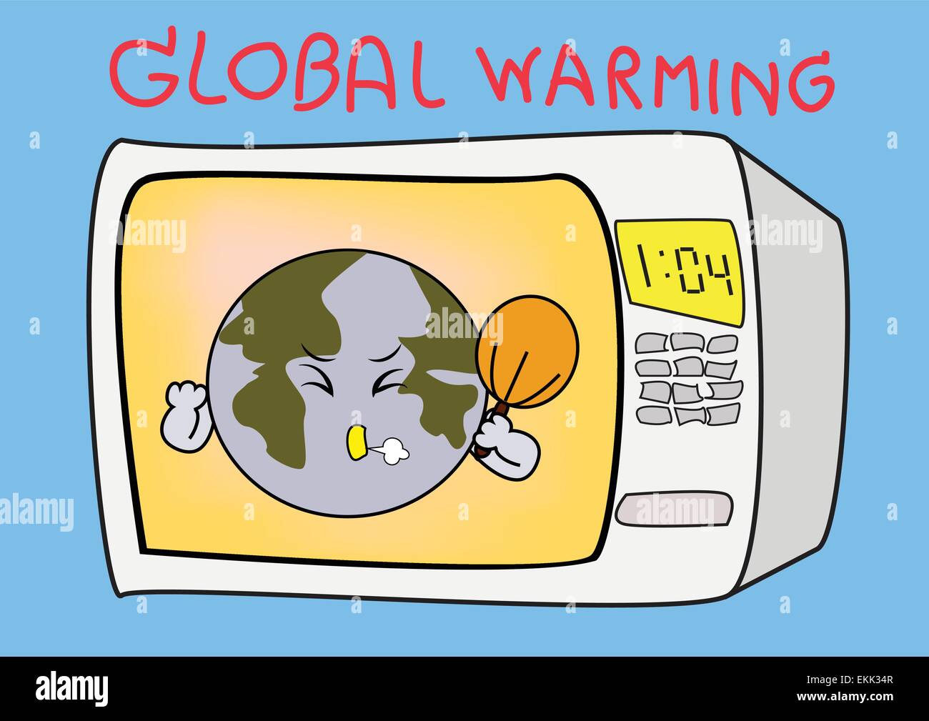 Cartoon-Illustration der Erde durch die globale Erwärmung bedroht Stock Vektor