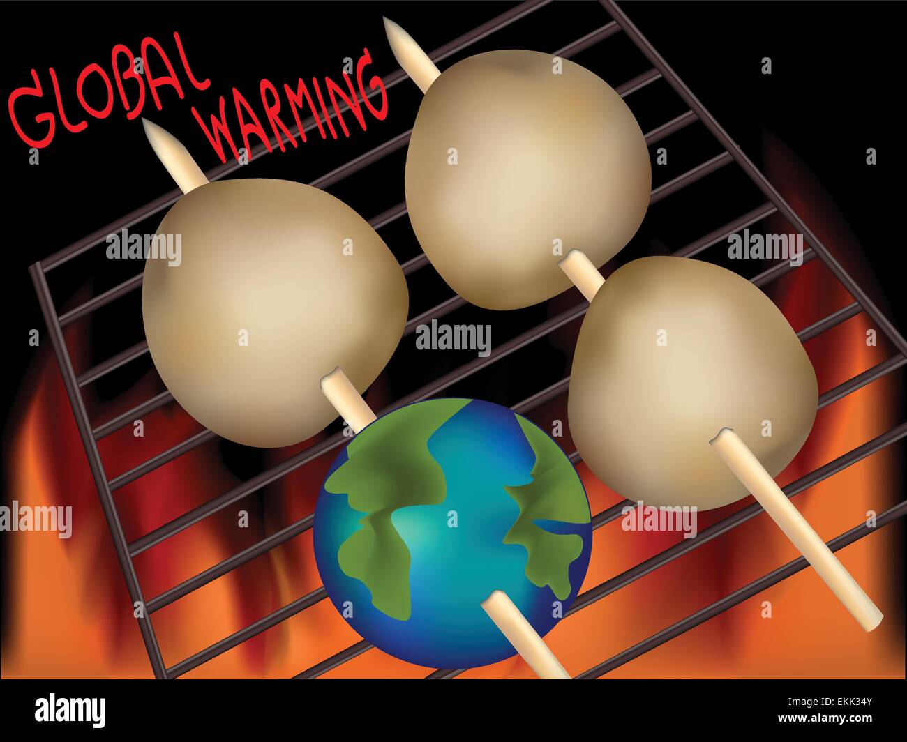 Cartoon-Illustration der Erde durch die globale Erwärmung bedroht Stock Vektor