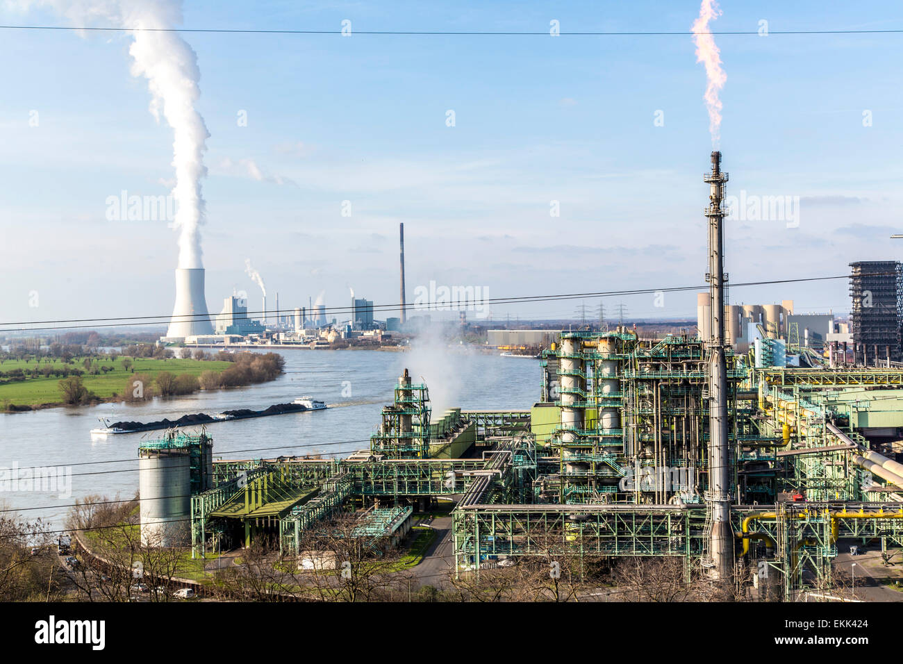 Europas größte Stahlproduktion Standort, Thyssen-Krupp, Duisburg, Stahlwerken, Kokereien, Pflanze, Hochofen, Kraftwerk, Rhin Stockfoto
