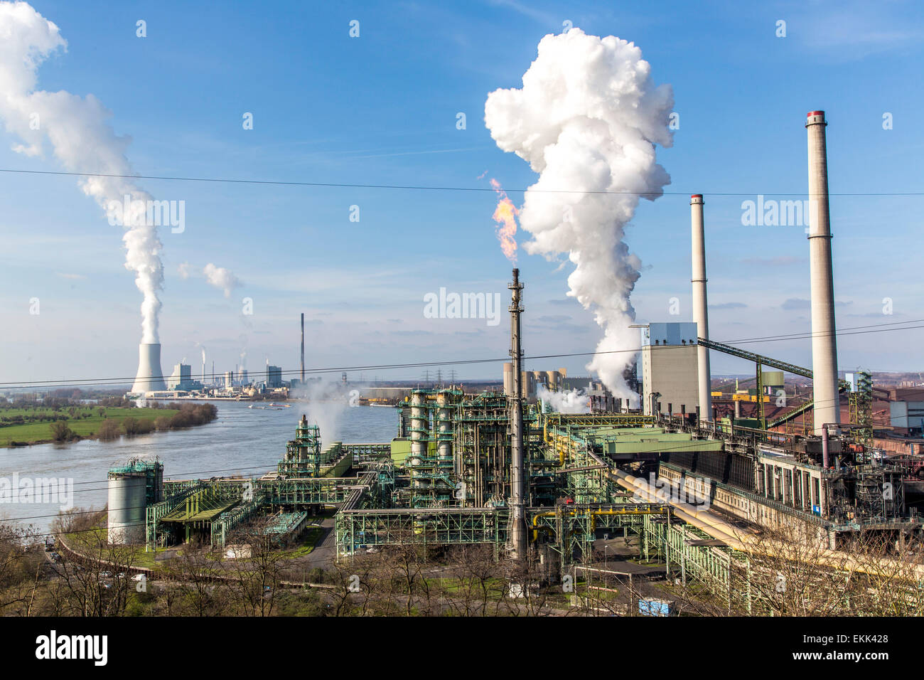 Europas größte Stahlproduktion Standort, Thyssen-Krupp, Duisburg, Stahlwerken, Kokereien, Pflanze, Hochofen, Kraftwerk, Rhin Stockfoto