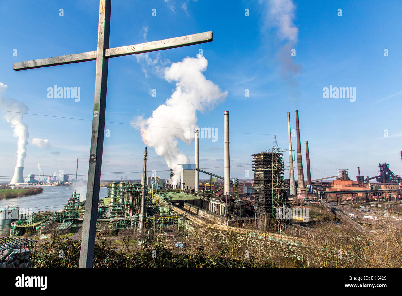 Europas größte Stahlproduktion Standort, Thyssen-Krupp, Duisburg, Stahlwerken, Kokereien, Pflanze, Hochofen, Kraftwerk, Rhin Stockfoto