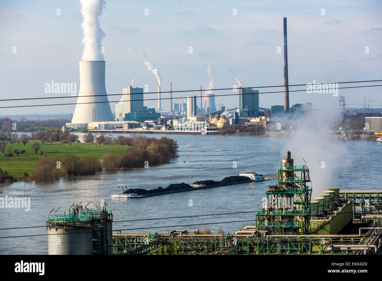 Europas größte Stahlproduktion Standort, Thyssen-Krupp, Duisburg, Stahlwerken, Kokereien, Pflanze, Hochofen, Kraftwerk, Rhin Stockfoto