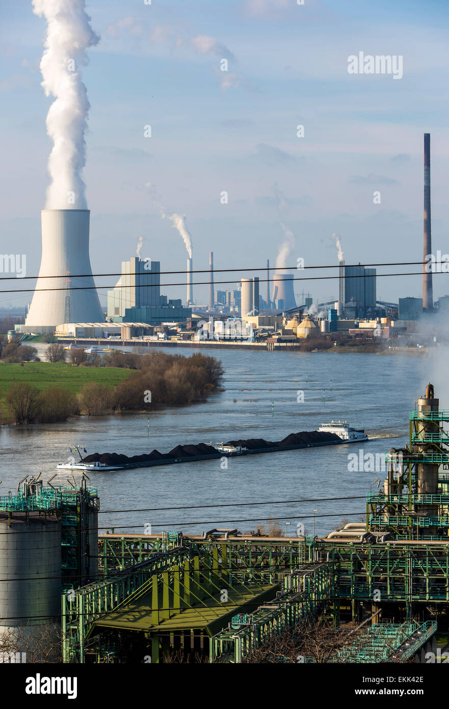 Europas größte Stahlproduktion Standort, Thyssen-Krupp, Duisburg, Stahlwerken, Kokereien, Pflanze, Hochofen, Kraftwerk, Rhin Stockfoto