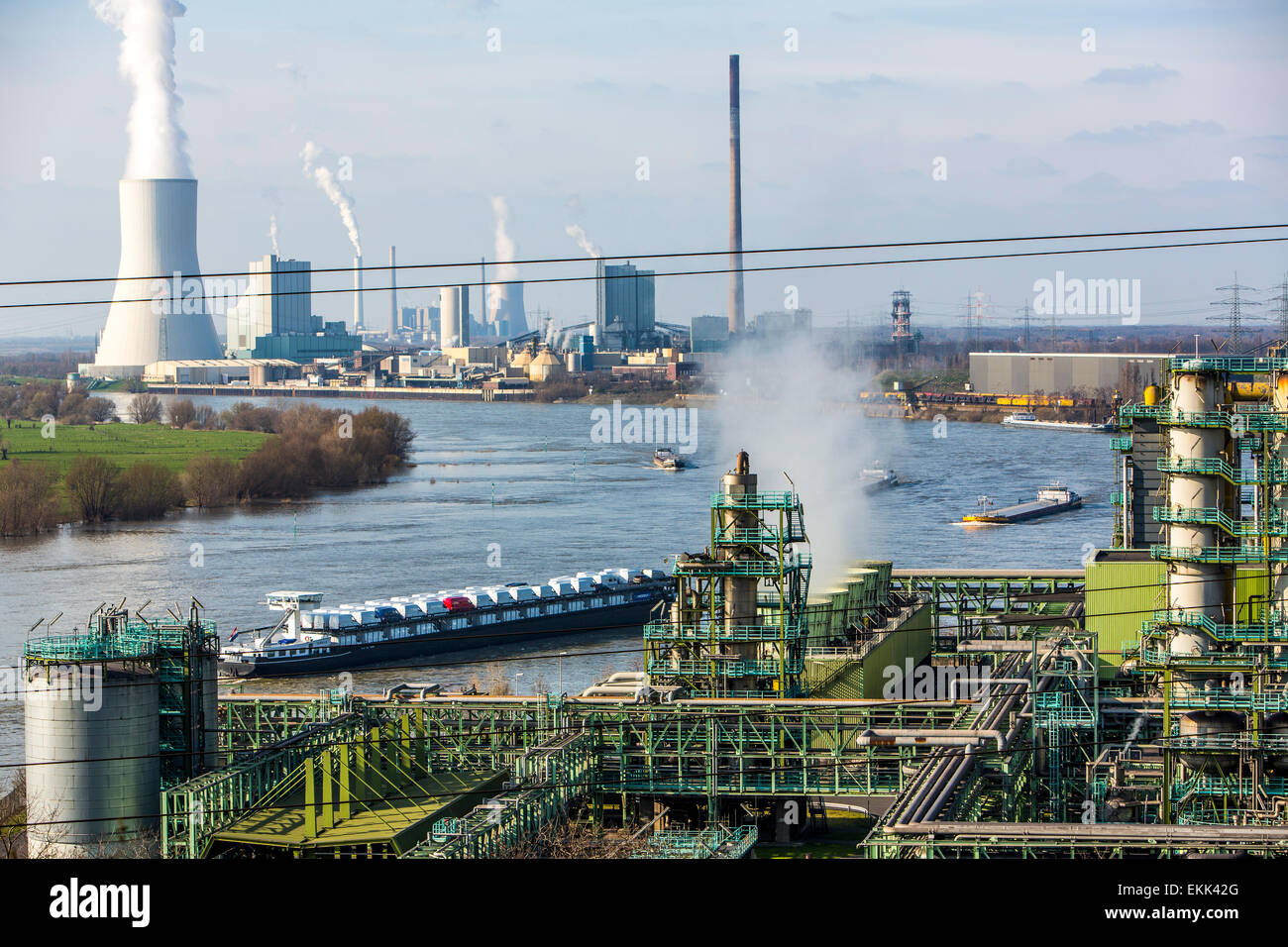 Europas größte Stahlproduktion Standort, Thyssen-Krupp, Duisburg, Stahlwerken, Kokereien, Pflanze, Hochofen, Kraftwerk, Rhin Stockfoto