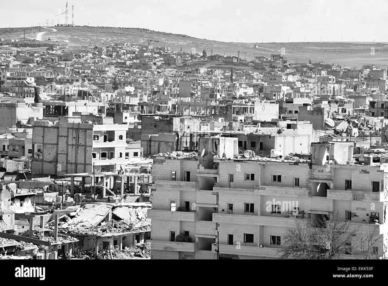 Zerstörung der Kobane - kurdische Stadt im Norden Syriens. 31.3.2015, Kobane, Syrien Stockfoto