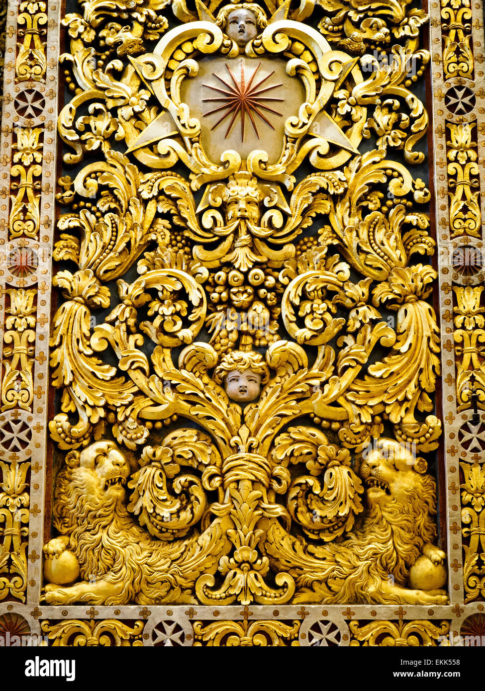 Detail der reiche Einrichtung in St. Johns Cathedral-Valletta, Malta Stockfoto