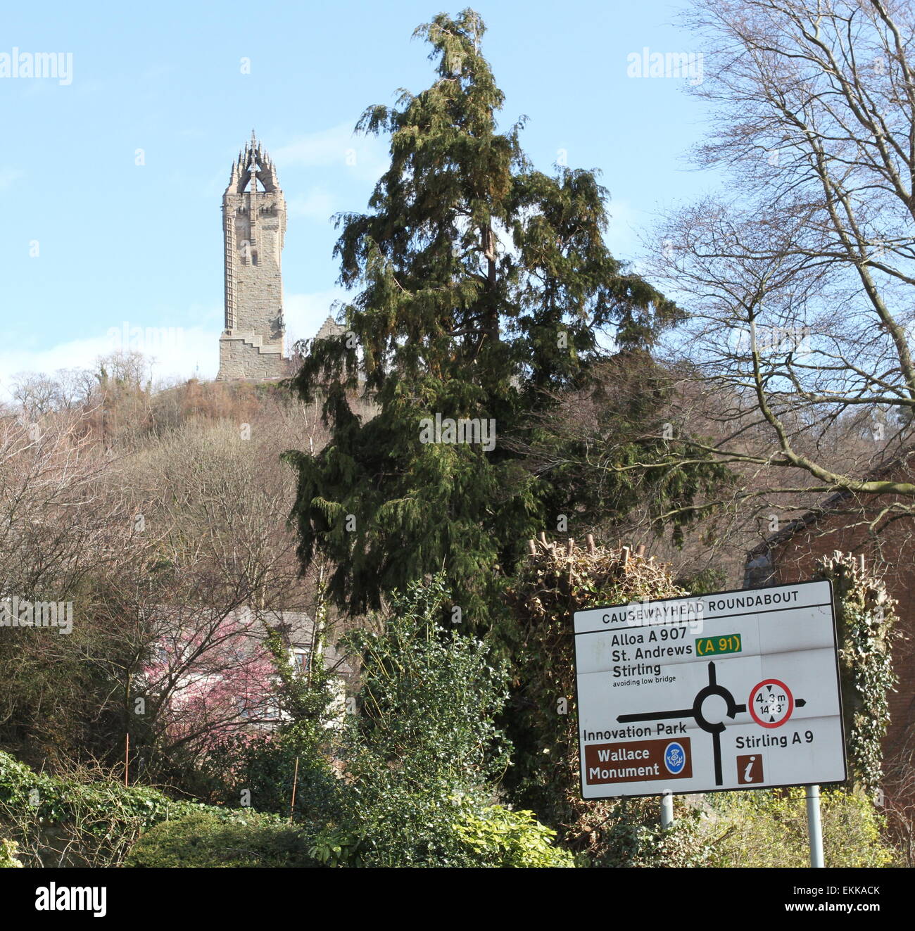 Zeichen und William Wallace Monument Stirling Schottland März 2015 Stockfoto