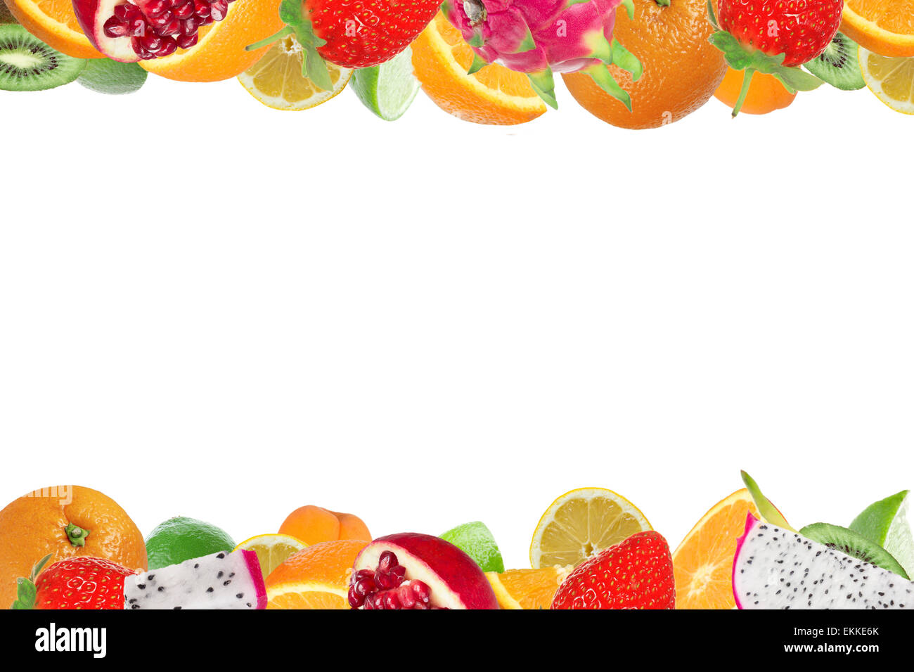 Frisches Obst-Hintergrund mit viel Platz für Ihren Text oder Ihr Logo. Stockfoto