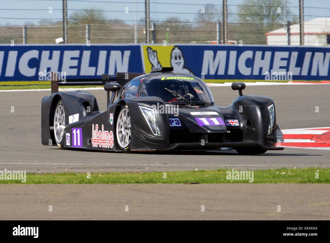 Silverstone, Northants, Großbritannien. 11. April 2015. Europäische Le Mans Series Runde 1. LANAN Racing Ginetta Nissan LMP3 Alex Craven, Joey Foster und Charlie Hollings angetrieben. Bildnachweis: Aktion Plus Sport/Alamy Live-Nachrichten Stockfoto