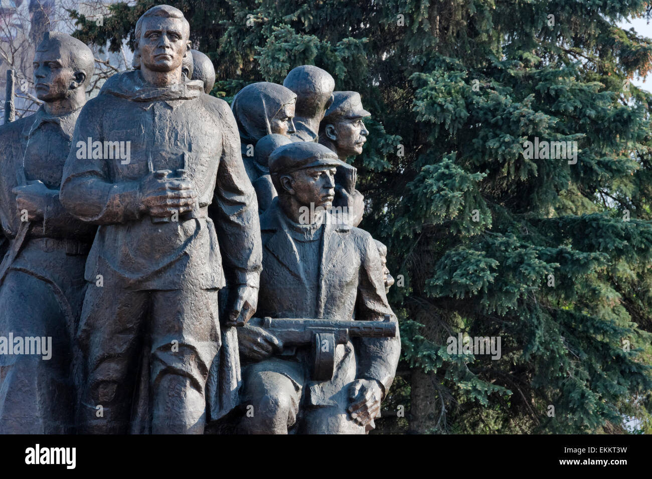 Statue von Soldaten, WWII Denkmal in Siegesplatz, Wizebsk, Weißrussland Stockfoto