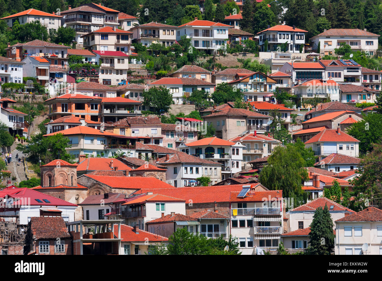 Häuser in Ohrid, Mazedonien Stockfoto