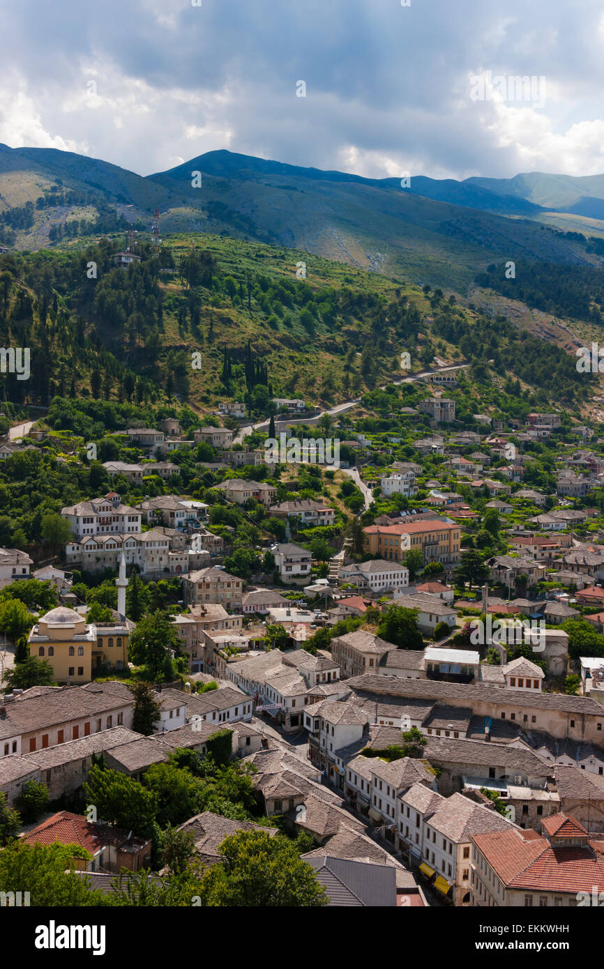 Gjirokaster, eine alte Stadt im Gebirge, UNESCO-Weltkulturerbe, Albanien Stockfoto