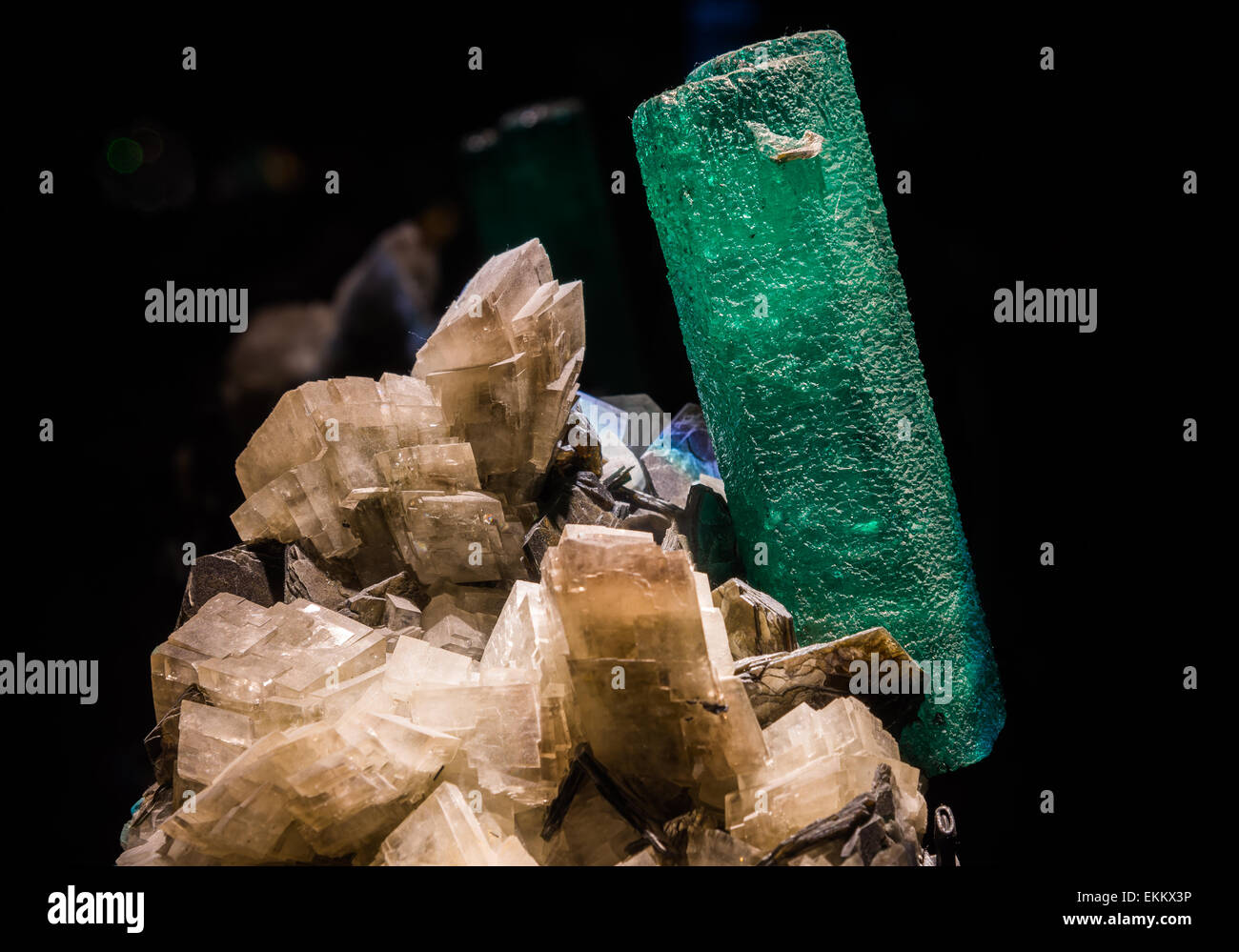 Smaragd, ein helles Grün gefärbt Vielzahl von Mineral Beryll. Stockfoto