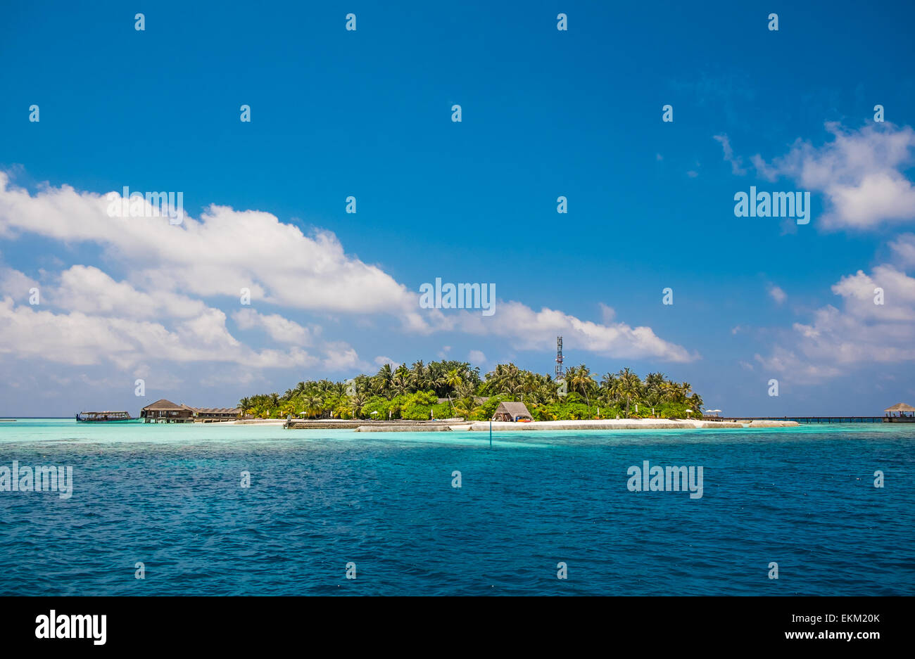 Hotel auf der Insel. Malediven Indischer Ozean Stockfoto