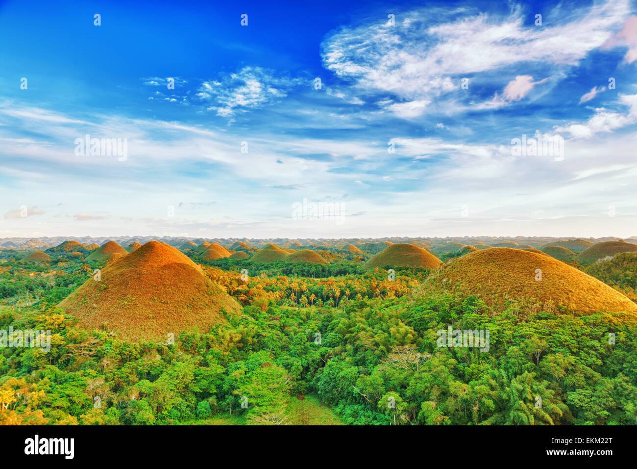 Blick auf die Chocolate Hills. Bohol, Philippinen Stockfoto